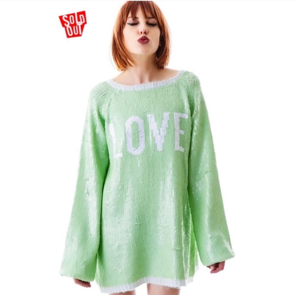 Wildfox RARE LOVE White Label Sequin Sweater Small - Picture 4 of 8
